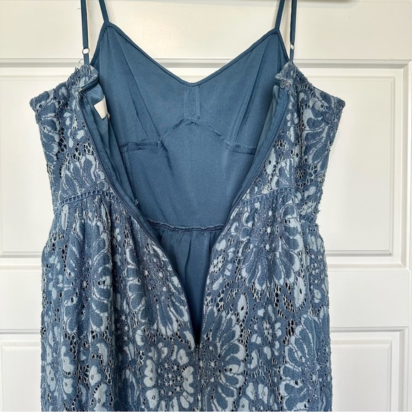 Ann Taylor LOFT Blue Floral Lace Spaghetti Strap Dress Women’s Size 2 - Picture 11 of 16